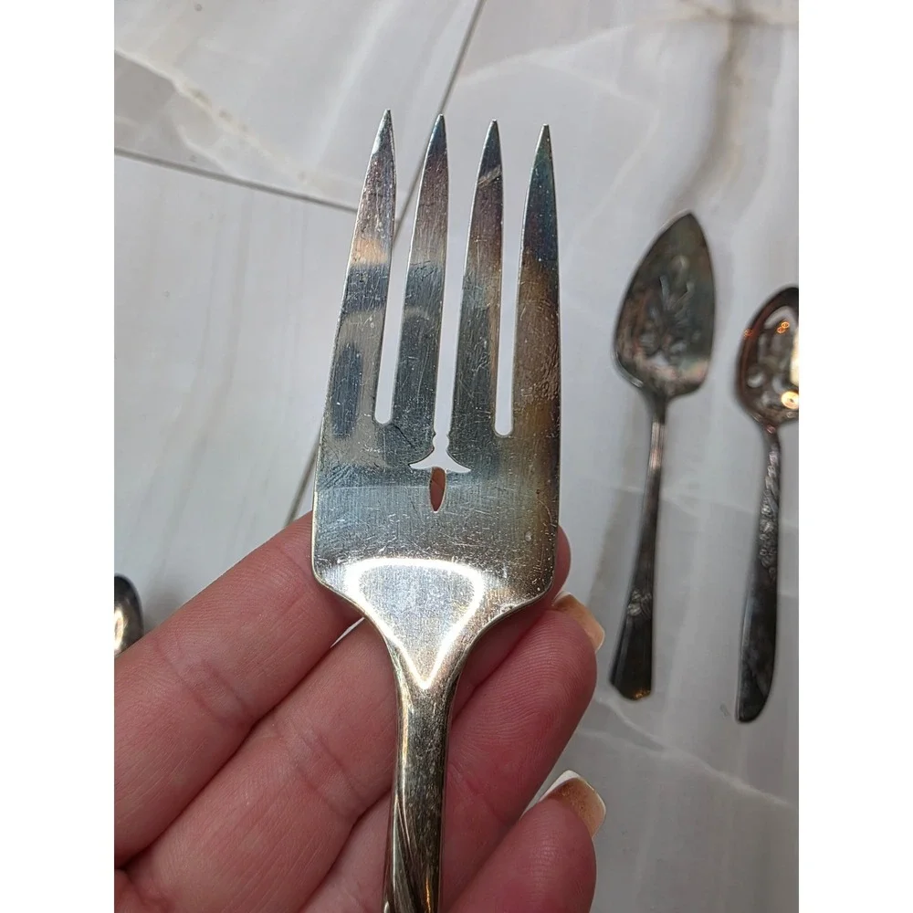 Rogers Oneida Ltd‎ Silverplate Serving Set Fork Pie Server Spoon Knife 4pc K1